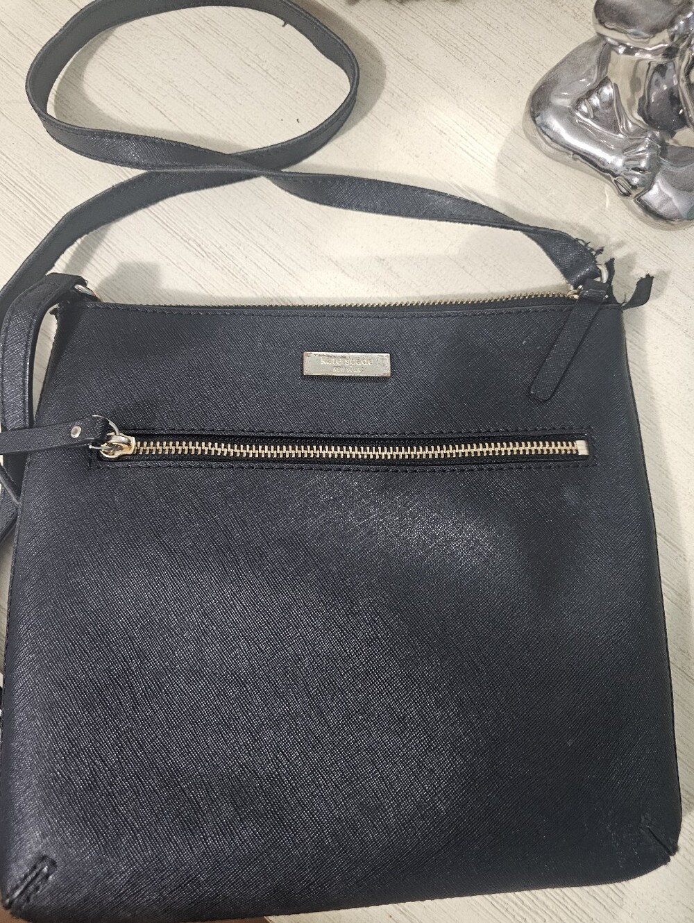 kate spade New York Black Logo-Lined Tote Interior